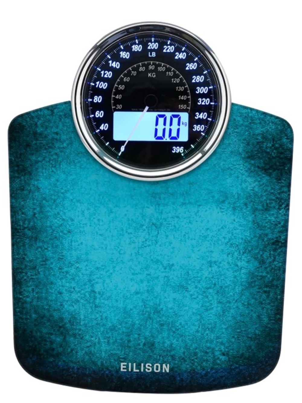 Ellison Teal Glass Bath Scale with Illuminated Dial